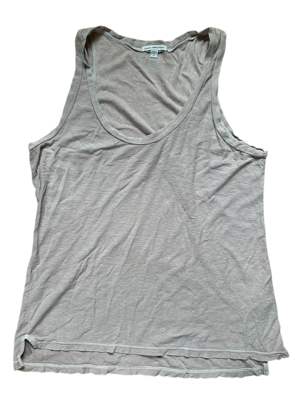 James Perse Light Taupe Cotton Scoop Neck Tank